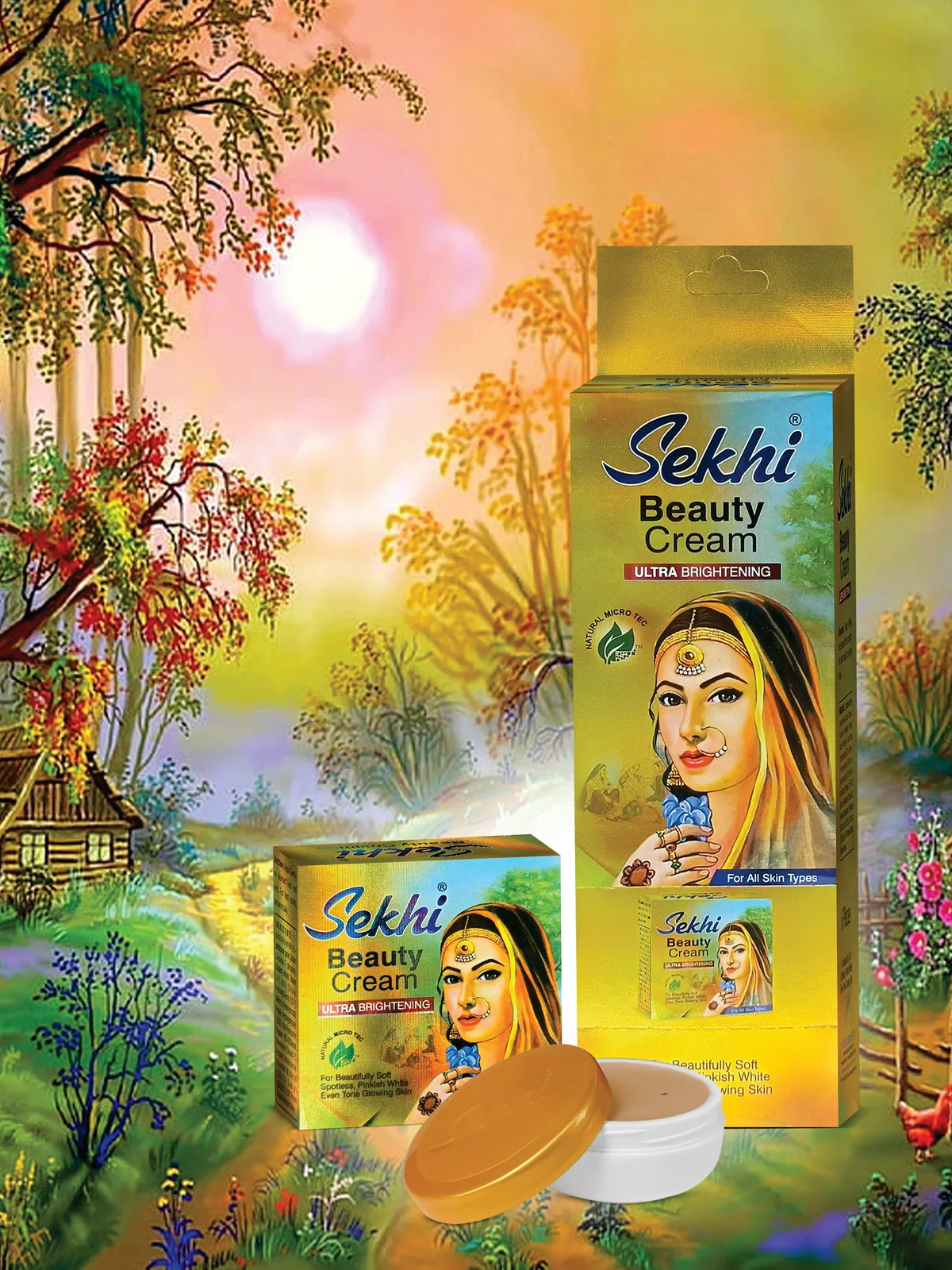 Sekhi Beauty Cream Ultra Brightening box and golden jar