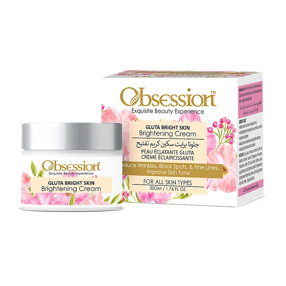 Obsession Gluta-Bright Skin Brightening Cream jar and pink box