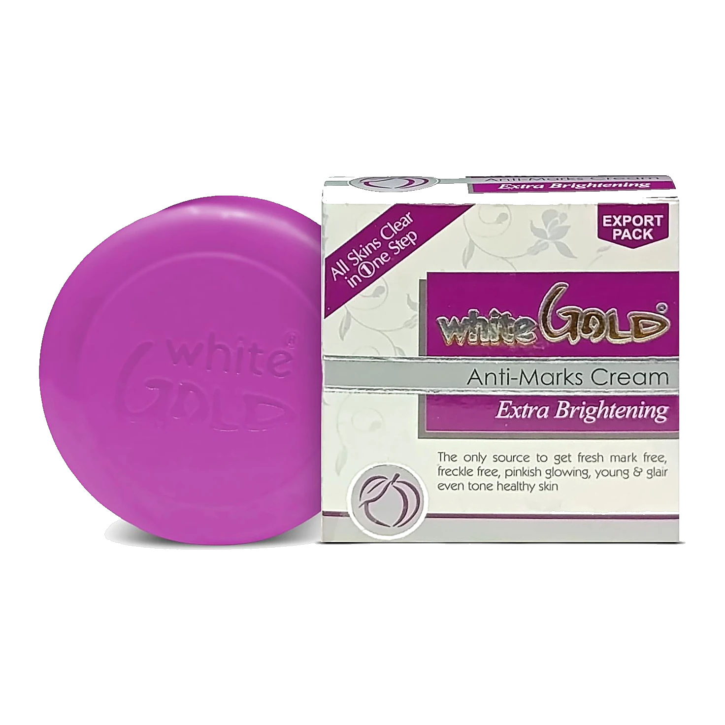 White Gold Anti-Marks Cream Extra Brightening purple jar and export pack box
