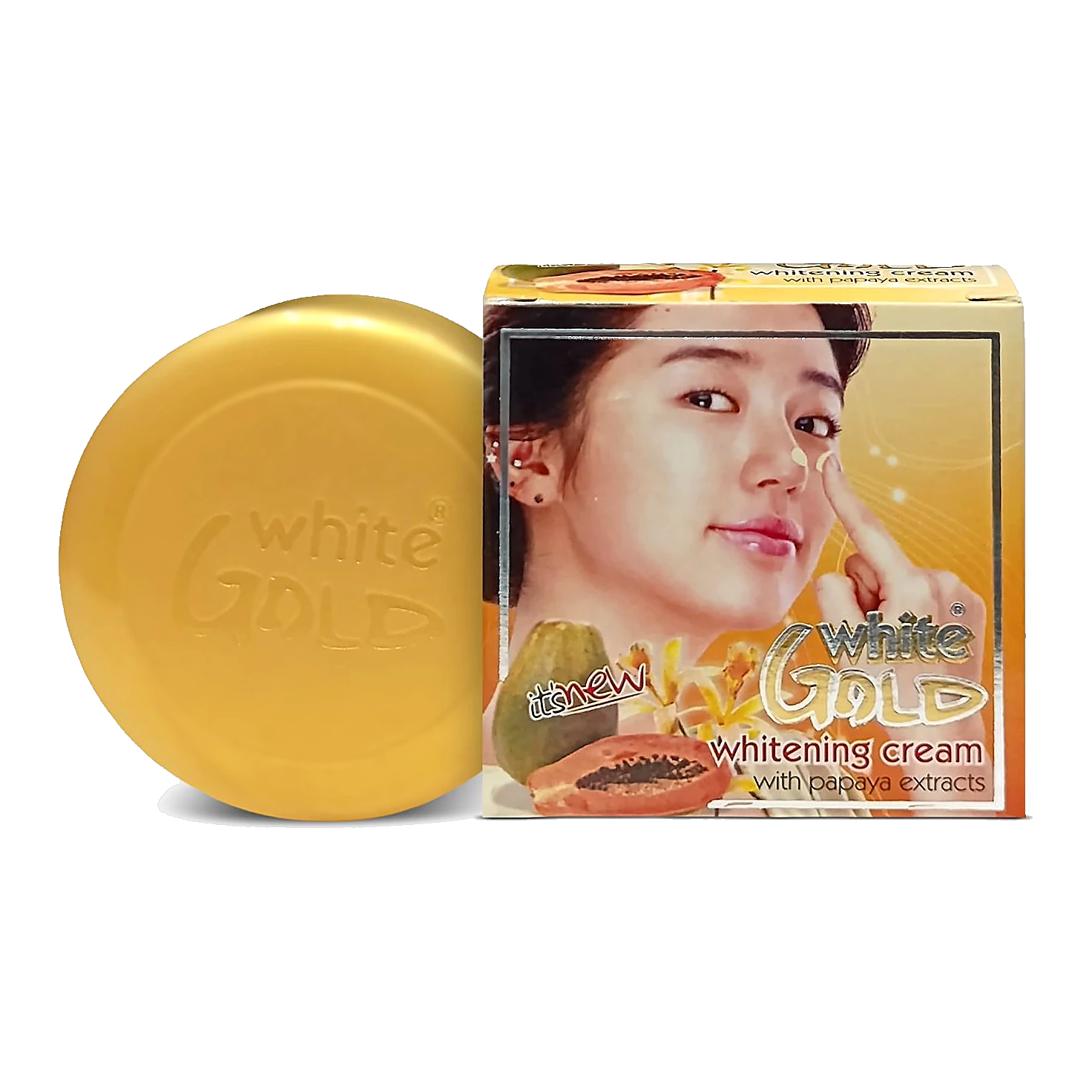 White Gold Whitening Cream with Papaya Extracts jar and box