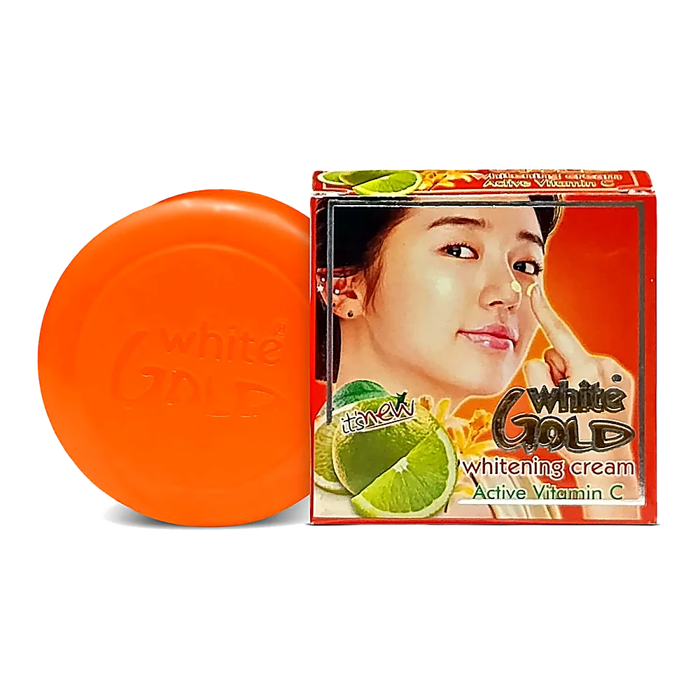 White Gold Whitening Cream with Active Vitamin C orange jar and box
